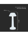 V-TAC 2W LED Настолна Лампа (D100x230) 3000-6500 Бяло Тяло - 10569 - 7