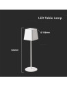 V-TAC 2W LED Настолна Лампа Бяло Тяло 3000К IP54 - 7691 - 6