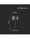 V-TAC LED Настолна Лампа 2200mAH Батерия D86*H210mm Бяло Черно IP54 3000-6500K - 10450 - 6