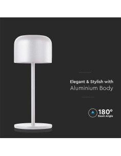 V-TAC LED Настолна Лампа 2200mAH Батерия D86*H210mm Бяло Тяло IP54 3000-6500K - 10449 - Цена | LEDs4economy 2