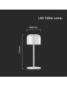 V-TAC LED Настолна Лампа 2200mAH Батерия D86*H210mm Бяло Тяло IP54 3000-6500K - 10449 - 3