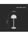 V-TAC LED Настолна Лампа 1800mAh Батерия 115x300 3000-6500 Бяло Тяло - 7986 - 7
