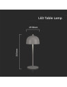 V-TAC LED Настолна Лампа 1800mAh Батерия 115x300 3000-6500 Сиво Тяло - 7987 - 6