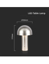 V-TAC LED Настолна Лампа 1800mAh Батерия 150x250 3000-6500 Шампанско Тяло - 7937 - 2