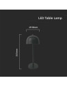V-TAC LED Настолна Лампа 1800mAh Батерия 115x300 3000-6500 Черно Тяло - 7985 - 7