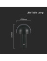 V-TAC LED Настолна Лампа 1800mAh Батерия 150x250 3000-6500 Черно Тяло - 7898 - 2