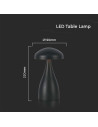 V-TAC LED Настолна Лампа 800mAh Батерия 120x220 3000-6500 Черно Тяло - 7895 - 8