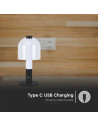 V-TAC LED Настолна Лампа 1800mAh Батерия 140x 300 3000-6500 Черно + Прозрачно Стъклено Тяло - 7988 - 8