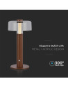 V-TAC LED Настолна Лампа 1800mAh Батерия 150 x 300 3000-6500 Кафяво Тяло - 7945 - 2