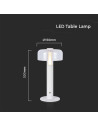 V-TAC LED Настолна Лампа 1800mAh Батерия 150 x 300 3000-6500 Бяло Тяло - 7941 - 3