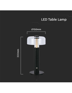 V-TAC LED Настолна Лампа 1800mAh Батерия 150 x 300 3000-6500 Черно Тяло - 7940 - Цена | LEDs4economy 2