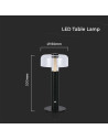 V-TAC LED Настолна Лампа 1800mAh Батерия 150 x 300 3000-6500 Черно Тяло - 7940 - 2