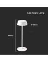 V-TAC 2W LED Настолна Лампа Бяло Тяло 3000К IP54 - 7689 - 9