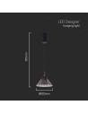 V-TAC 9W LED Висяща Лампа (19.5x17.5x100CM) Черно 3000 - 10082 - 2
