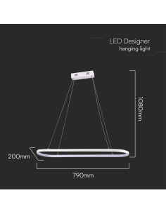 V-TAC 24W LED Висяща Лампа (80x20x100CM) 3000 Бяло Тяло - 10056 - Цена | LEDs4economy 2