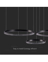 V-TAC LED Осветител 57W Висящ Кристал Черен 3000К - 10054 - 7