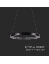 V-TAC 19W LED Висящ Осветител Акрил Кристал Черен 4000 - 10051 - 2