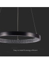 V-TAC 19W LED Висящ Осветител Акрил Кристал Черен 4000 - 10051 - 4