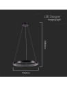 V-TAC 19W LED Висящ Осветител Акрил Кристал Черен 4000 - 10051 - 7