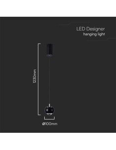 V-TAC 9W LED Висяща Лампа (10x10x100см) Черно 4000 - 10077 - Цена | LEDs4economy 2