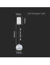 V-TAC 8.5W LED Висяща Лампа Φ180 Регулируемо Въже Touch On/Off Бяло Тяло 3000 - 8002 - 3