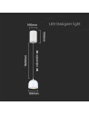 V-TAC 8.5W LED Висяща Лампа Φ100 Регулируемо Въже Touch On/Off Бяло Тяло 3000 - 7996 - 3