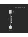 V-TAC 8.5W LED Висяща Лампа Φ100 Регулируемо Въже Touch On/Off Сиво Тяло 3000 - 7995 - 3
