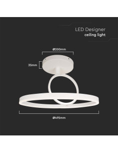V-TAC LED Осветител 38W Плафон 500x200MM 4000 Бял Двоен Кръг - 14985 - Цена | LEDs4economy 2