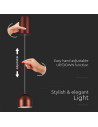 V-TAC 8.5W LED Висяща Лампа Φ100 Регулируемо Въже Touch On/Off Кафяво Тяло 3000 - 7997 - 4