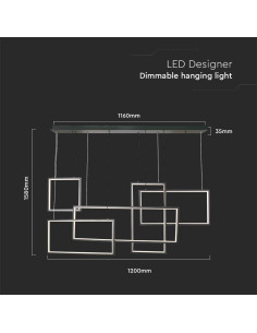 V-TAC LED Осветител 45W Висящ 120x50x60CM Черно Тяло 3000 - 15344 - Цена | LEDs4economy 2