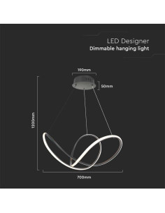 V-TAC LED Осветител 49W Висящ 70x20CM Черно Тяло 3000 - 15340 - Цена | LEDs4economy 2
