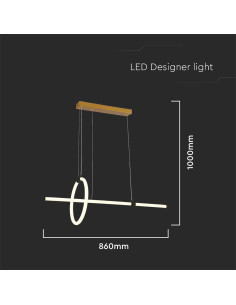 V-TAC 16W LED Висяща Декоративна Лампа 860x300 Черно Тяло 3000 - 8022 - Цена | LEDs4economy 2