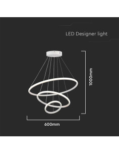V-TAC 32W LED Висяща Декоративна Лампа 600x400x200 Бяло Тяло 3000 - 8018 - Цена | LEDs4economy 2