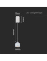V-TAC 8.5W LED Висяща Лампа Φ100 Бяло Тяло 3000 - 7993 - 6