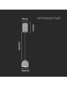 V-TAC 8.5W LED Висяща Лампа Φ100 Сиво Тяло 3000 - 7992 - 5