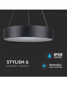 V-TAC 20W LED Пендел Димиращ Черен 3000 - 3993 - 3