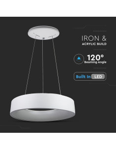 V-TAC 20W LED Пендел Димиращ Бял 3000 - 3992 - Цена | LEDs4economy 2