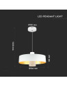 V-TAC 7W LED Пендел Акрил Бял Абажур 34x19 3000а Светлина - 3939 - 4