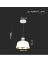 V-TAC 7W LED Пендел Акрил Бял Абажур 25x19 3000а Светлина - 3937 - 6
