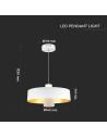 V-TAC 7W LED Пендел Акрил Бял Абажур 34x19 Неутрална Светлина - 3933 - 4