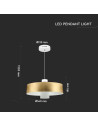 V-TAC 7W LED Пендел Акрил Златен Абажур 34x19 Неутрална Светлина - 3932 - 7