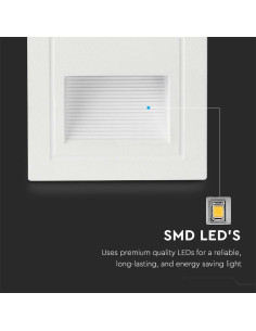V-TAC 3W LED Осветител За Стъпала Бял Квадрат 3000K - 10377 - Цена | LEDs4economy 2