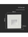 V-TAC 3W LED Осветител За Стъпала Бял Квадрат 3000K - 10376 - 8