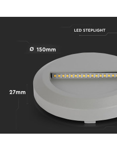 V-TAC 2W LED Осветление за Стъпала Сиво Тяло Кръг 3000К - 211319 - Цена | LEDs4economy 2