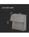 V-TAC 3W LED Осветление за Стъпала Сиво Тяло Квадрат Неутрално Бяла Светлина - 1401 - 9