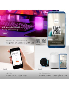 V-TAC 8W Амбиентна Лампа Smart RGB Съвместима с Amazon Alexa и Google Home - 405871 - Цена | LEDs4economy 2