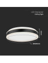 V-TAC LED Осветител 38W Кръг за Таван Черна Рамка 4000 - 6908 - 6