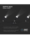 V-TAC 13.5 LED Тройна Спот Лампа 3000К Черна - 218271 - 3