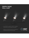 V-TAC 18W LED Тройна Спот Лампа 3000К Черна - 218259 - 2