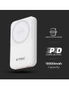 V-TAC 10000mah Магнитна Безжична Външна Батерия с Метален Ринг Бяло - 11